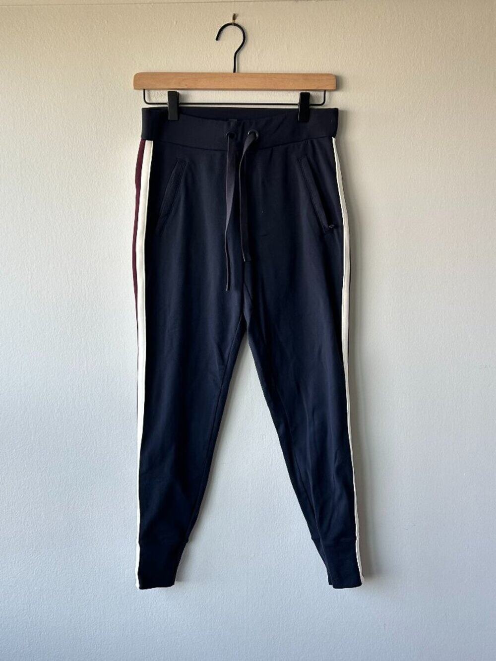 Athleta Venice Track Stripe Jogger Navy White Burgundy XXS Travel Athleisure